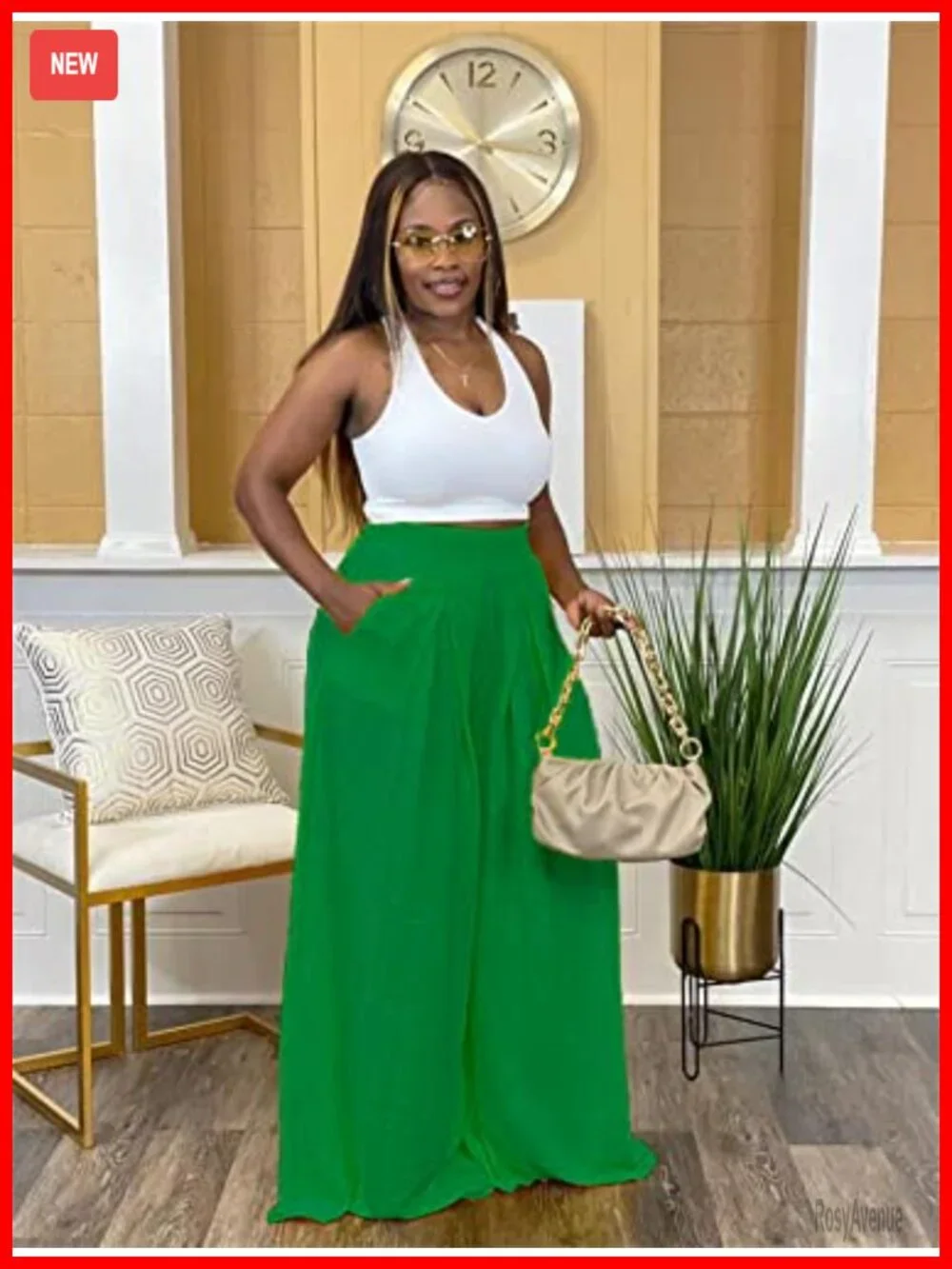 High Waisted Wide Leg Palazzo Pants with Pockets Plus Size